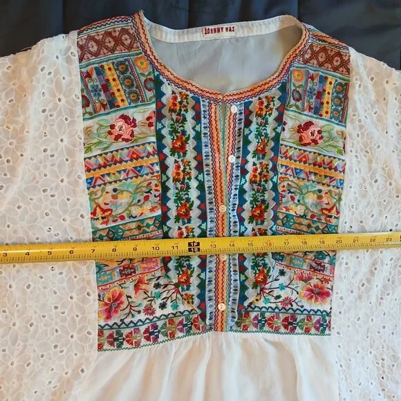 *Host Pick* Johnny Was Collection Petals Embroidered Eyelet Georgette Tunic, 2x - Picture 8 of 16